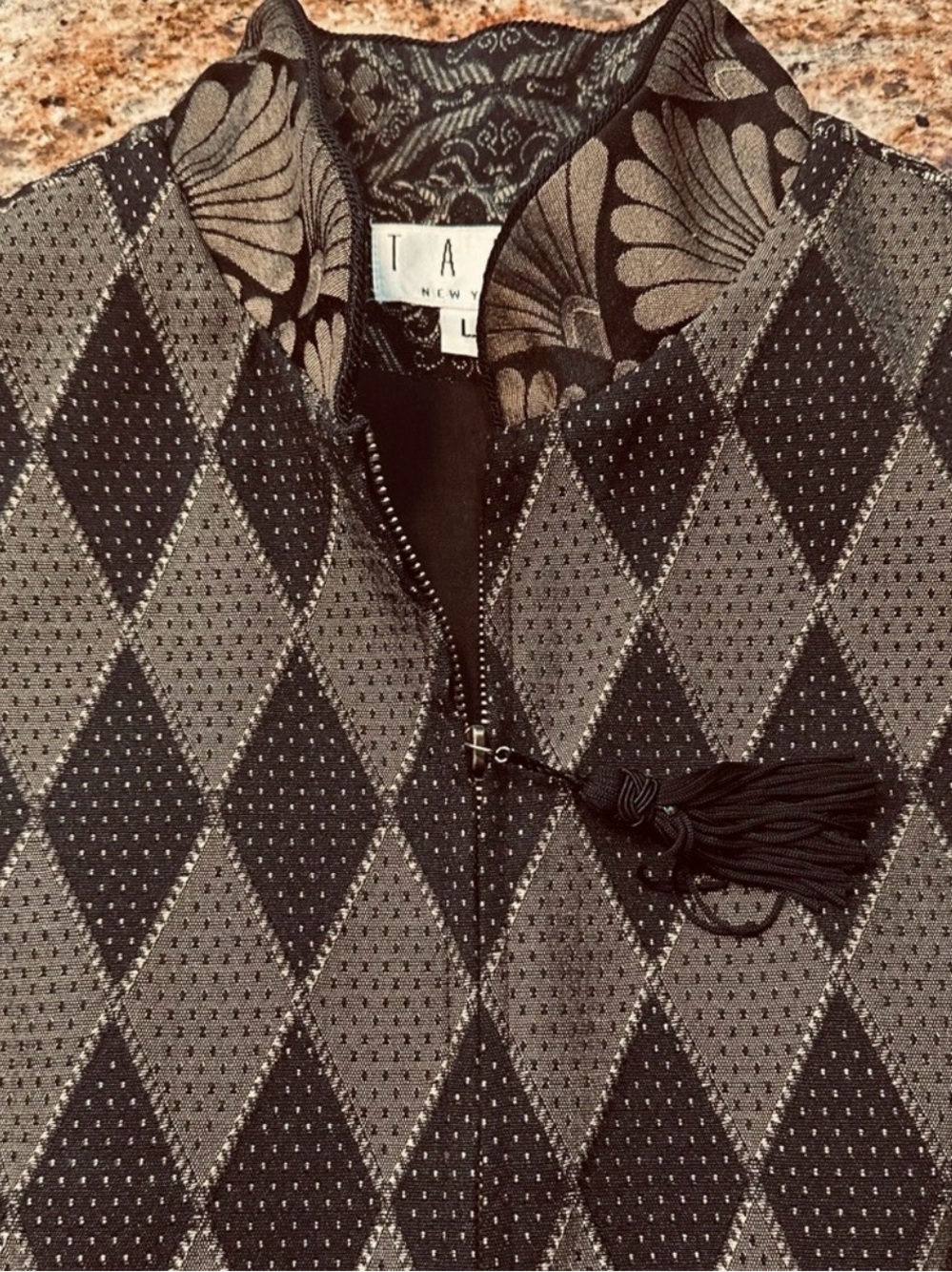 Tapp New York Vintage Brocade Vest With Tassrl